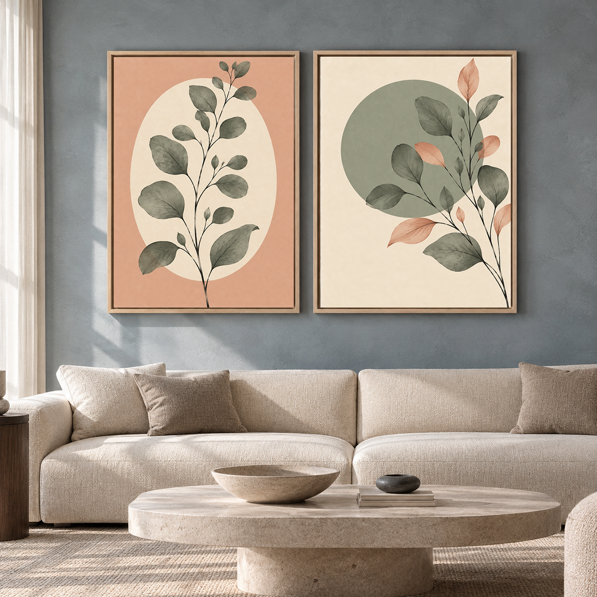 Botanical Harmony Canvas Wall Art Set of 2 for Contemporary Interiors