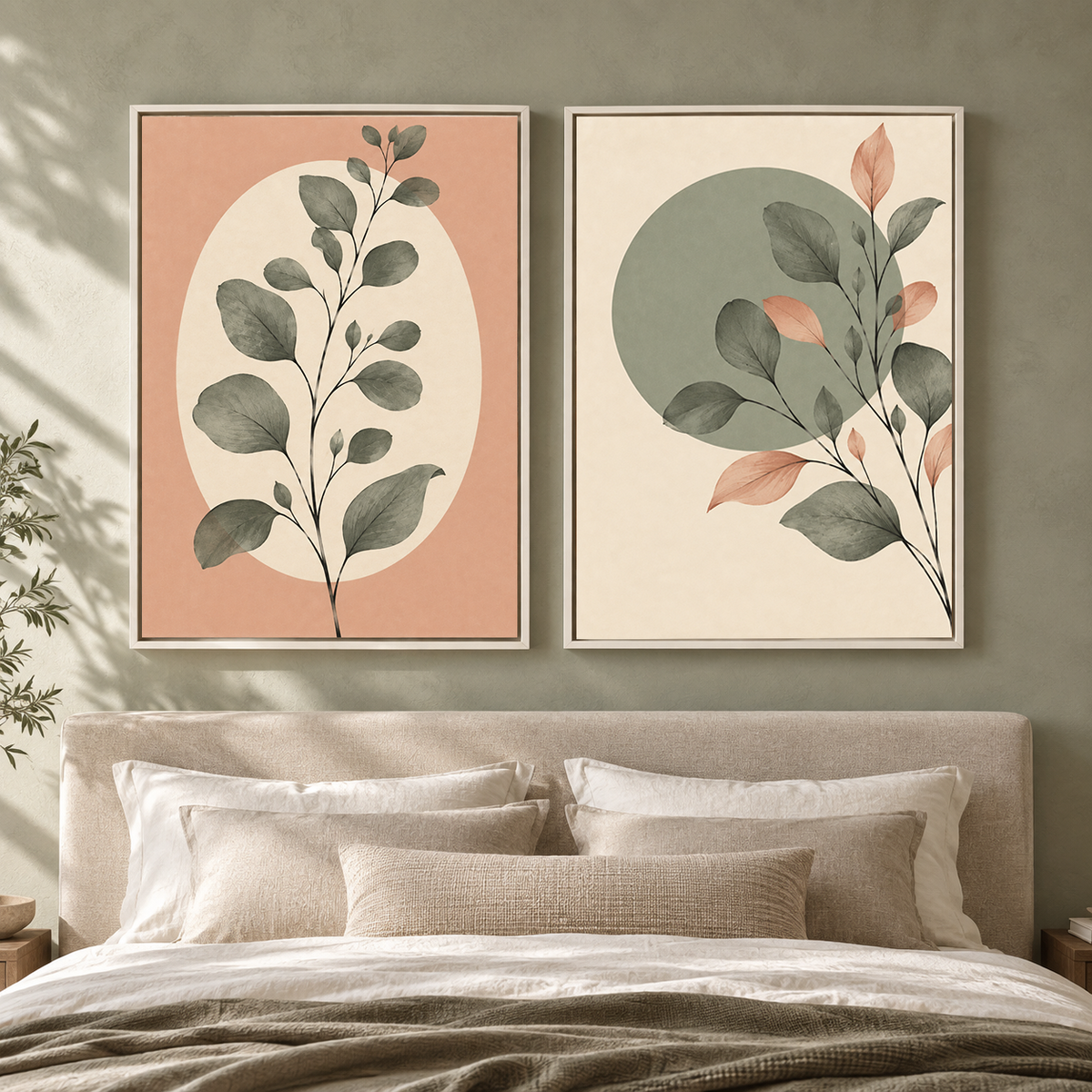 Botanical Harmony Canvas Wall Art Set of 2 for Contemporary Interiors