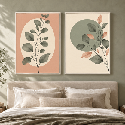 Botanical Harmony Canvas Wall Art Set of 2 for Contemporary Interiors