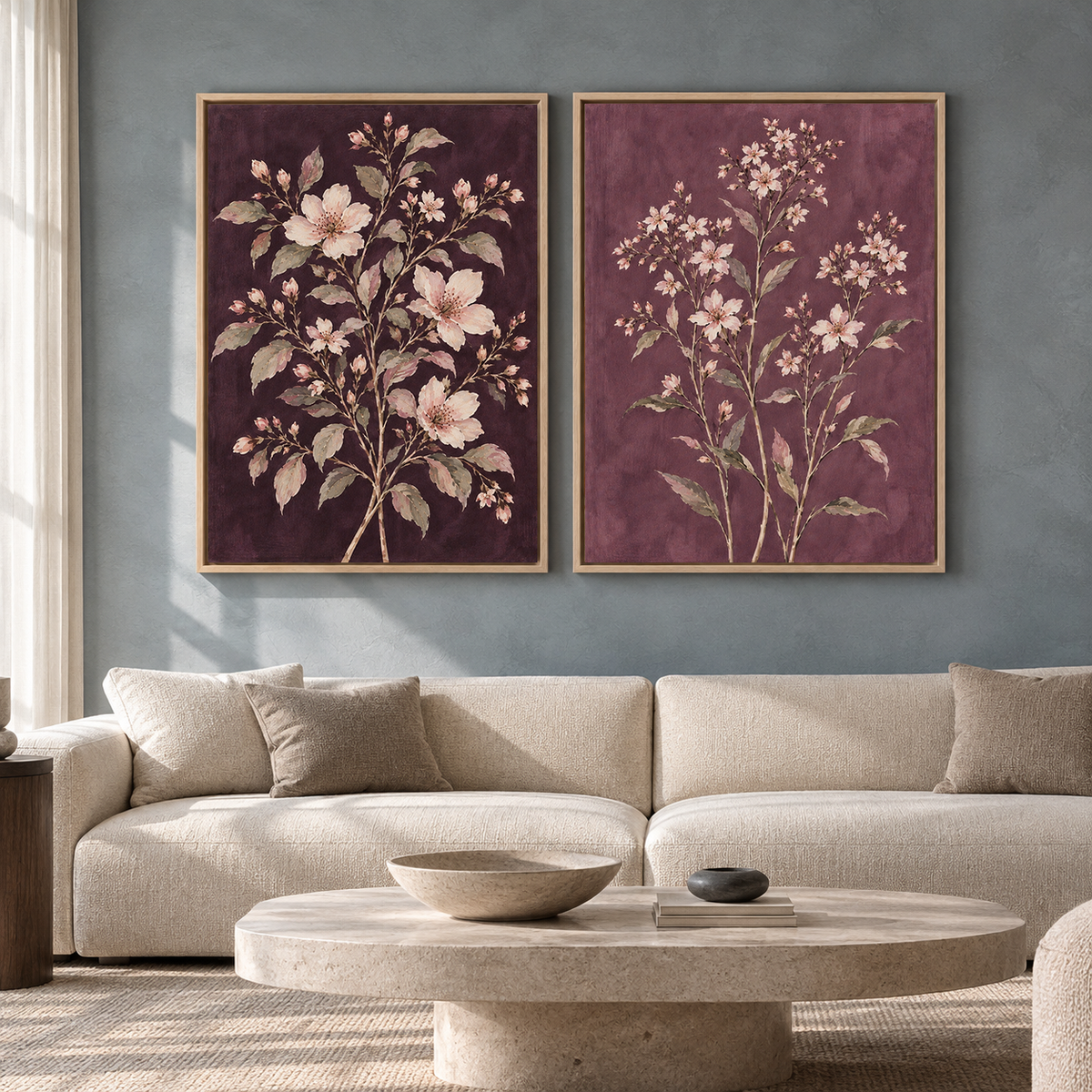 Romantic Blossom Garden Canvas Wall Art Set of 2 for Elegant Homes