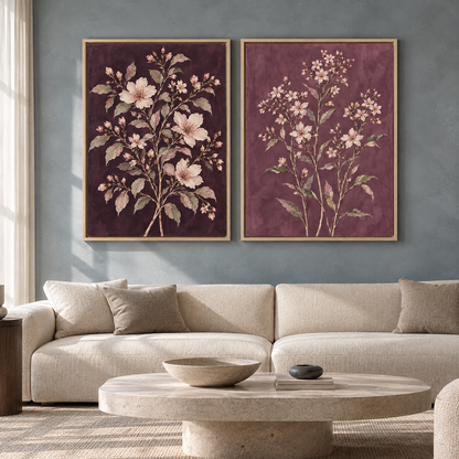 Romantic Blossom Garden Canvas Wall Art Set of 2 for Elegant Homes