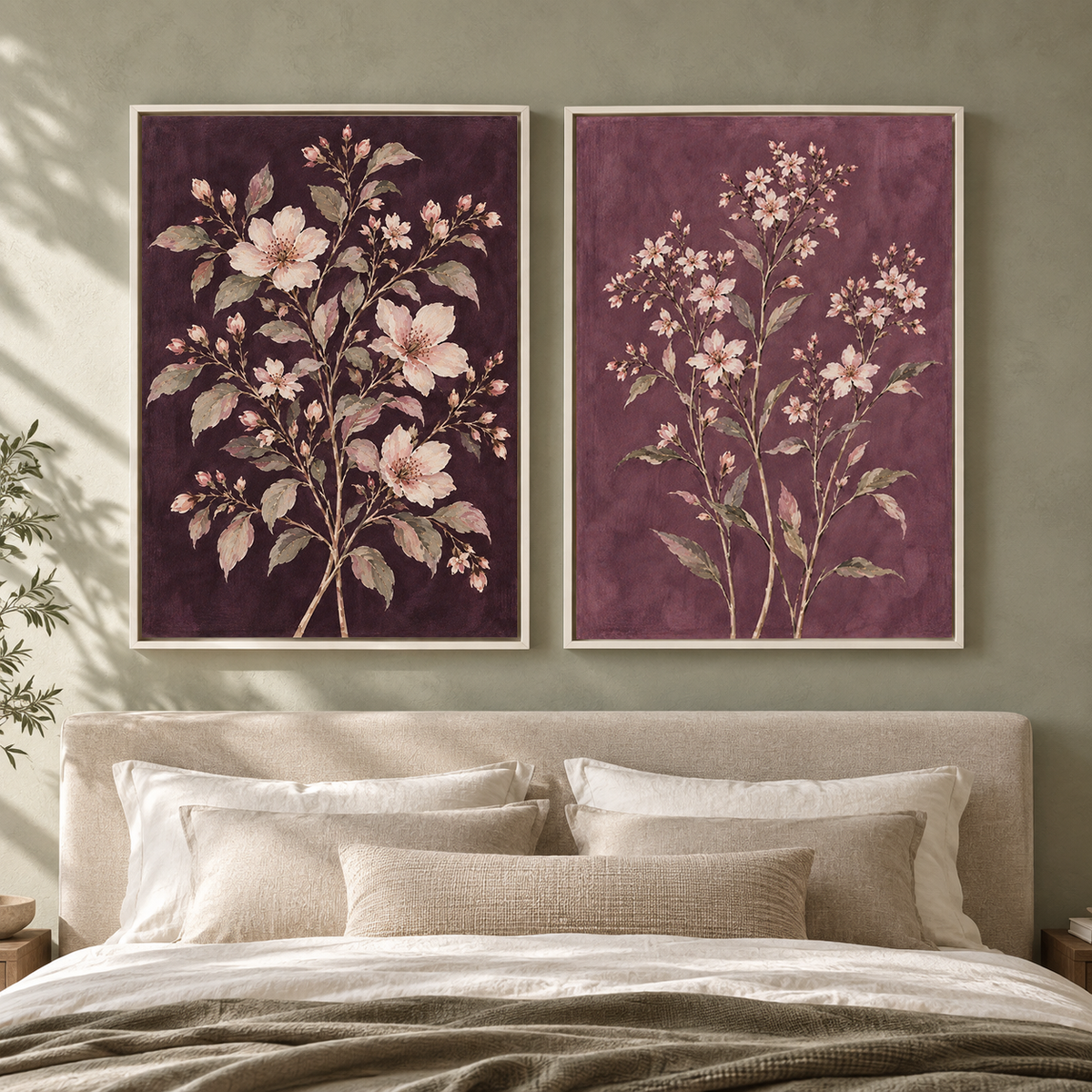 Romantic Blossom Garden Canvas Wall Art Set of 2 for Elegant Homes