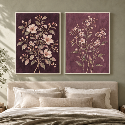 Romantic Blossom Garden Canvas Wall Art Set of 2 for Elegant Homes