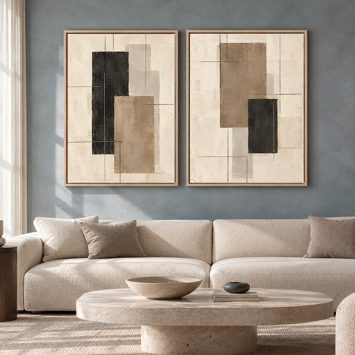 Architectural Balance Geometric Canvas Wall Art Set of 2