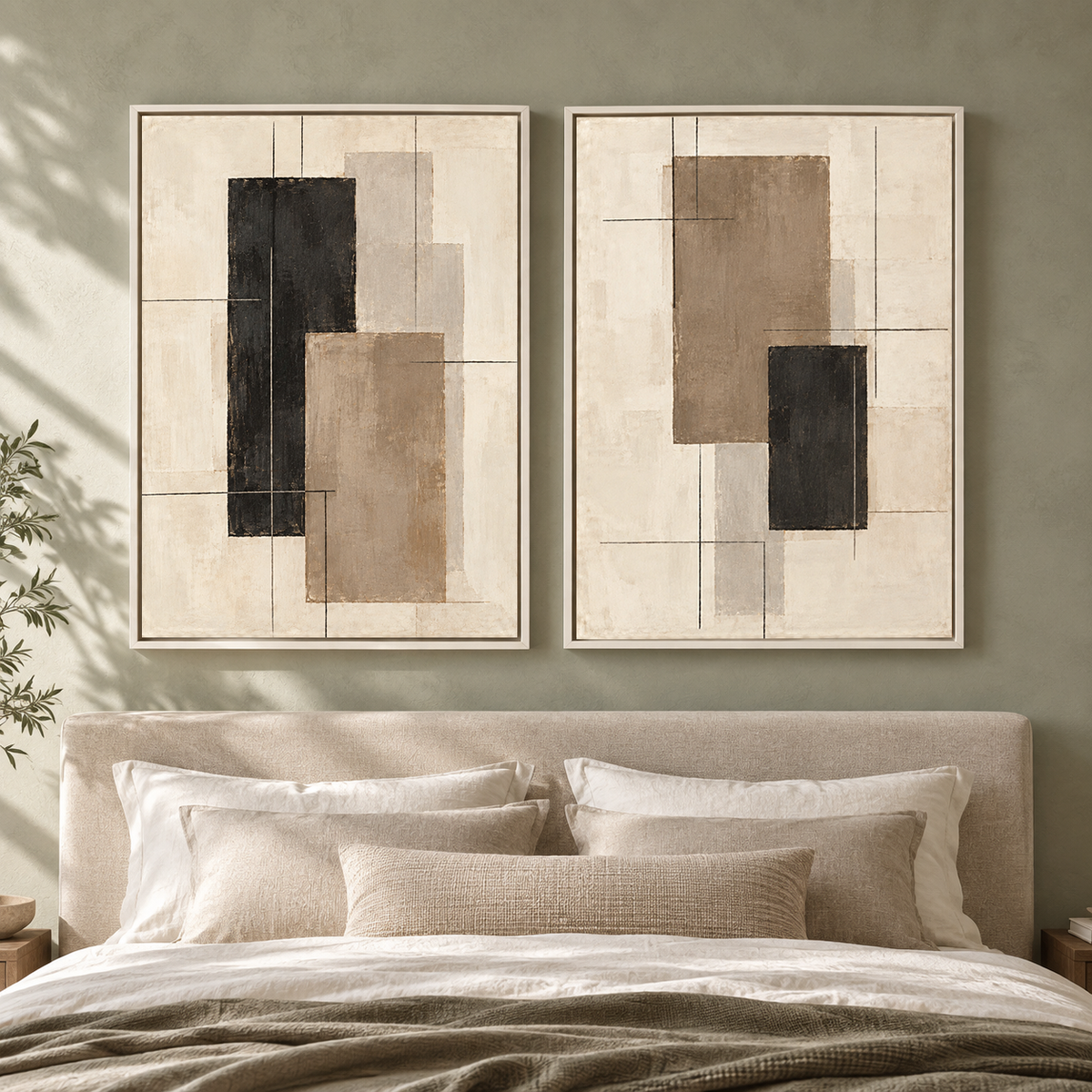 Architectural Balance Geometric Canvas Wall Art Set of 2