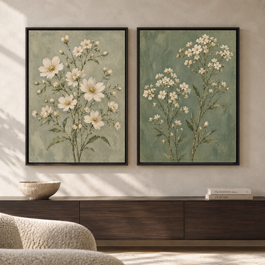 Wildflower Meadow Canvas Wall Art Set of 2 for Modern Homes
