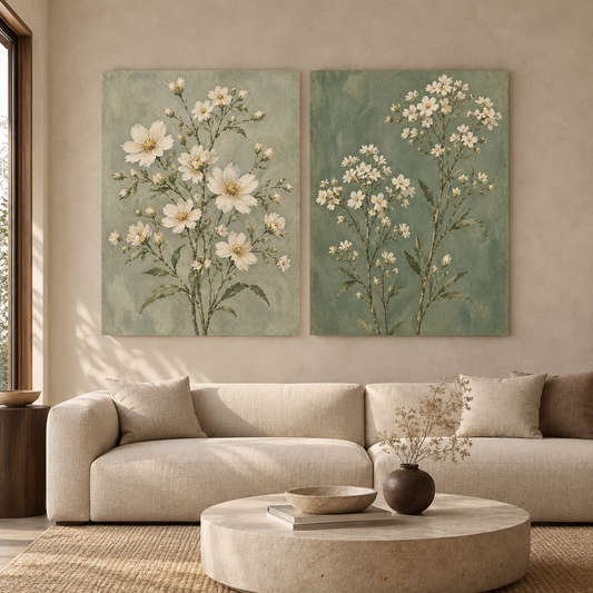 Wildflower Meadow Canvas Wall Art Set of 2 for Modern Homes