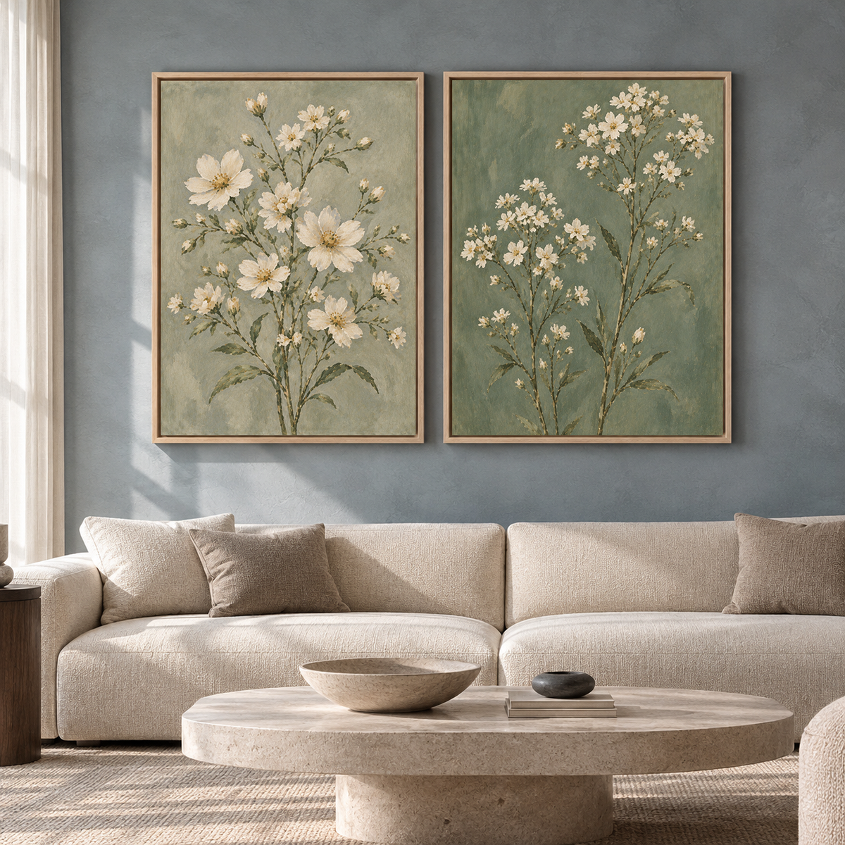 Wildflower Meadow Canvas Wall Art Set of 2 for Modern Homes