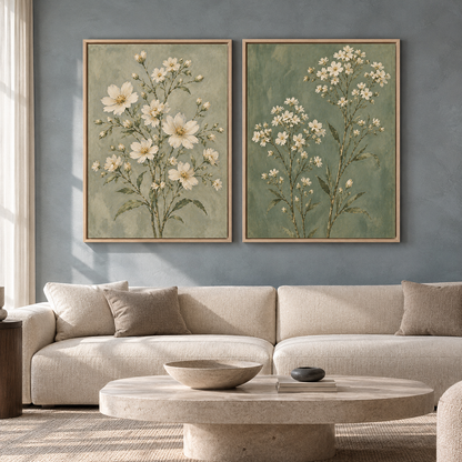 Wildflower Meadow Canvas Wall Art Set of 2 for Modern Homes
