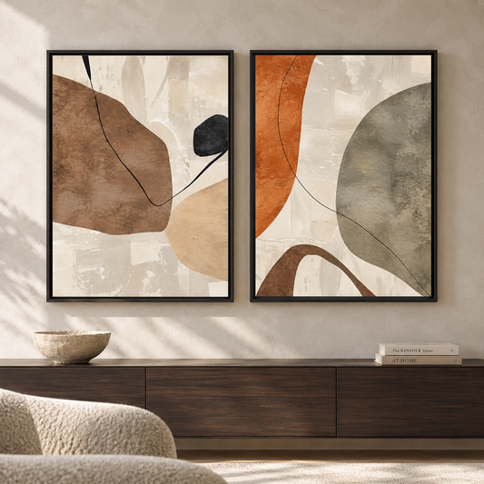 Flowing Forms Modern Abstract Canvas Wall Art Set of 2