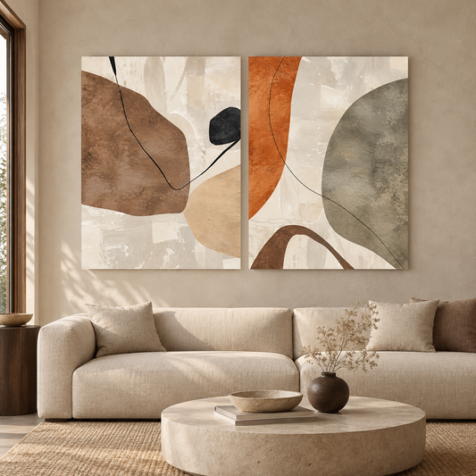Flowing Forms Modern Abstract Canvas Wall Art Set of 2