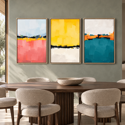Color Block Abstract Canvas Wall Art Set of 3