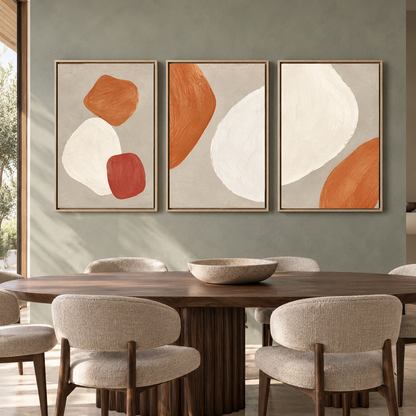 Warm Terracotta Minimalist Abstract Canvas Wall Art Set of 3