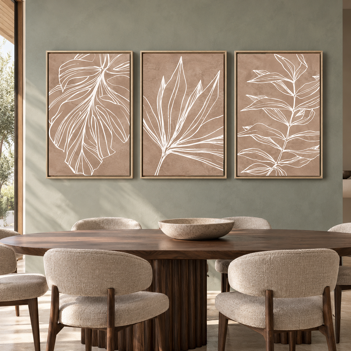 Botanical Line Art Canvas Wall Decor Set of 3