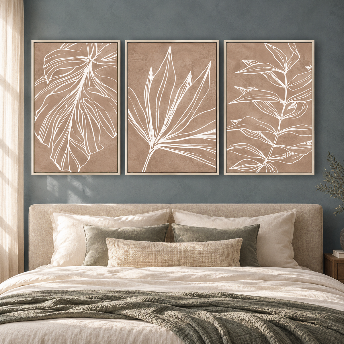 Botanical Line Art Canvas Wall Decor Set of 3