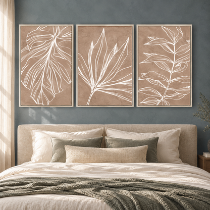 Botanical Line Art Canvas Wall Decor Set of 3