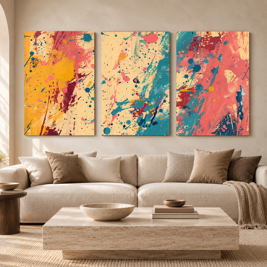 Vibrant Abstract Canvas Wall Art Set of 3 for Modern Interiors