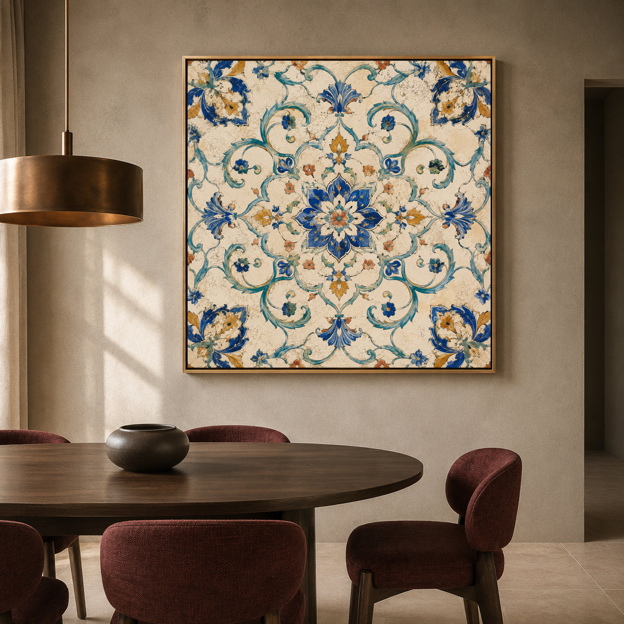 Cobalt Garden Medallion Indian Floral Ethnic Bohemian Wall Art