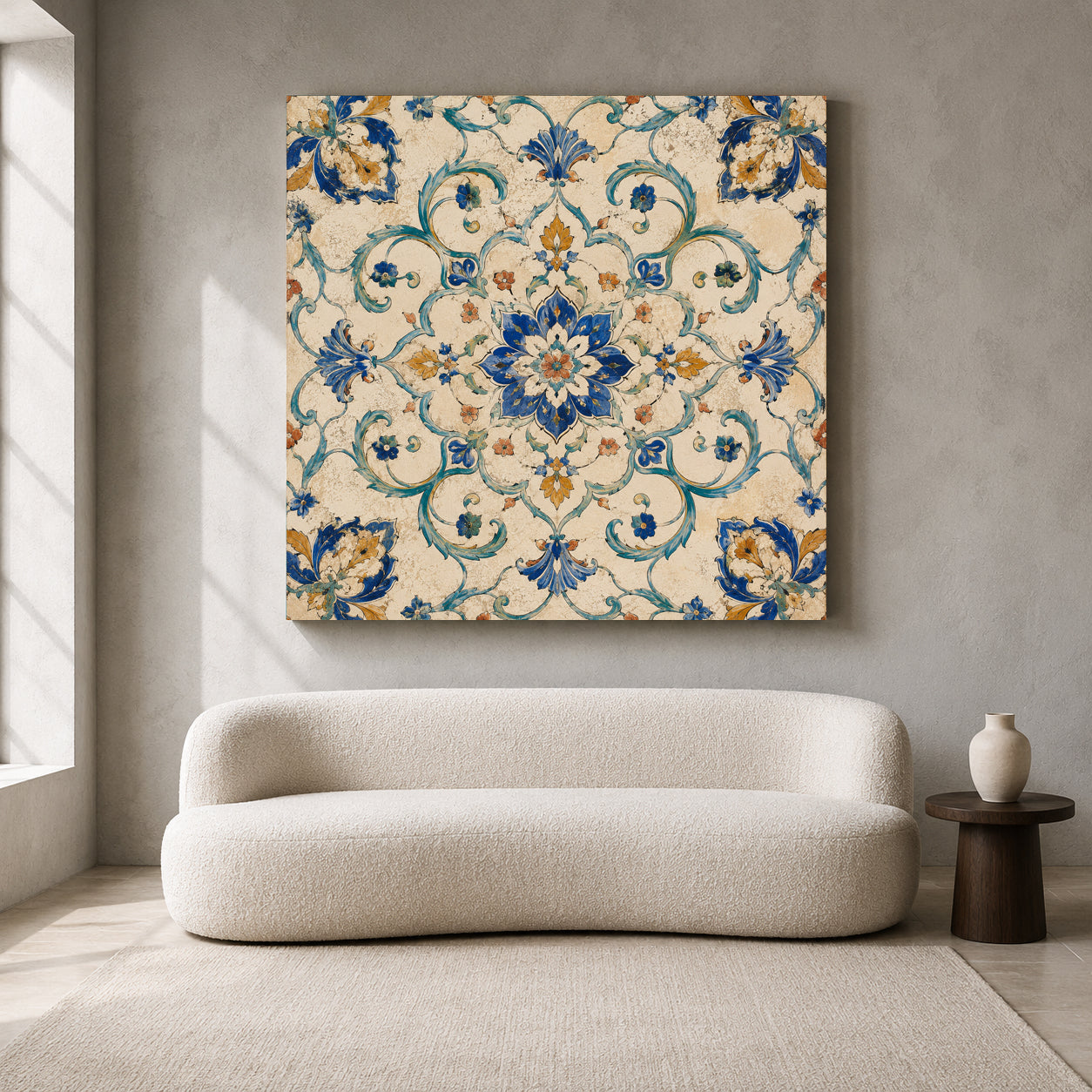 Cobalt Garden Medallion Indian Floral Ethnic Bohemian Wall Art
