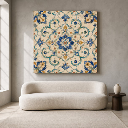 Cobalt Garden Medallion Indian Floral Ethnic Bohemian Wall Art