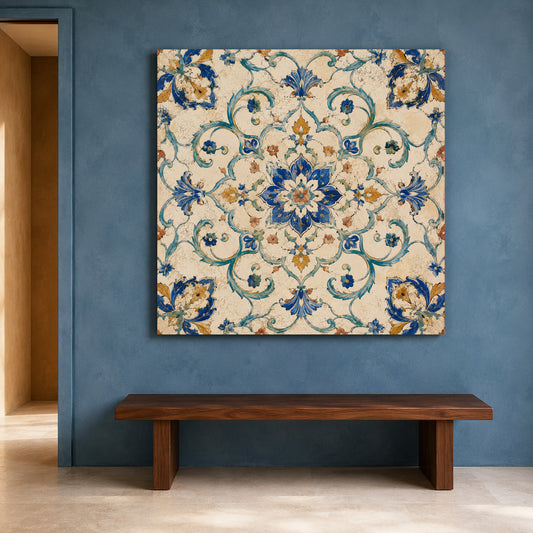 Cobalt Garden Medallion Indian Floral Ethnic Bohemian Wall Art