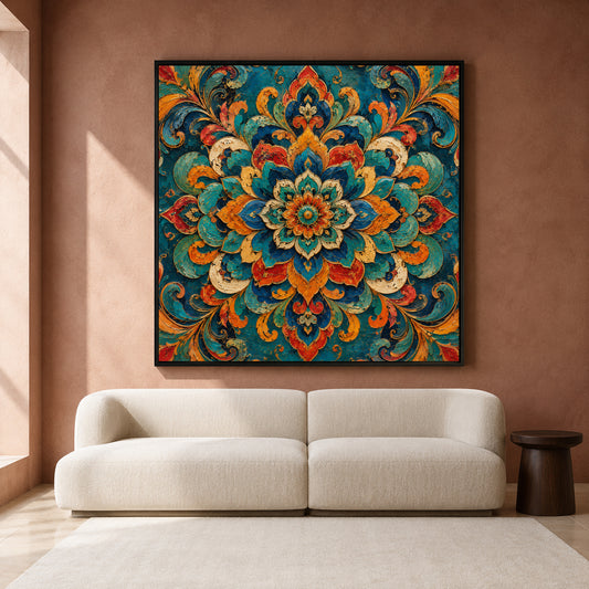 Jewel Bloom Mandala Indian Ethnic Floral Bohemian Wall Art