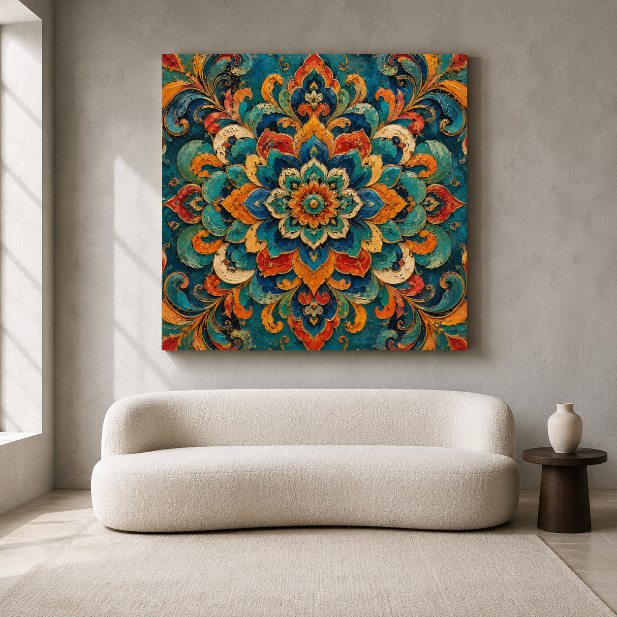 Jewel Bloom Mandala Indian Ethnic Floral Bohemian Wall Art