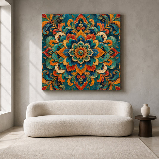 Jewel Bloom Mandala Indian Ethnic Floral Bohemian Wall Art
