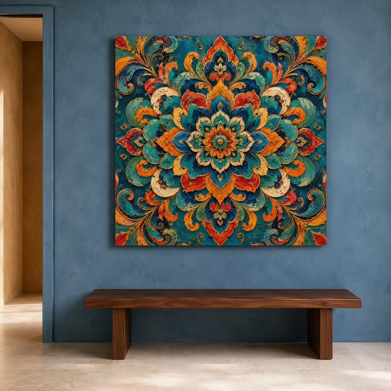 Jewel Bloom Mandala Indian Ethnic Floral Bohemian Wall Art