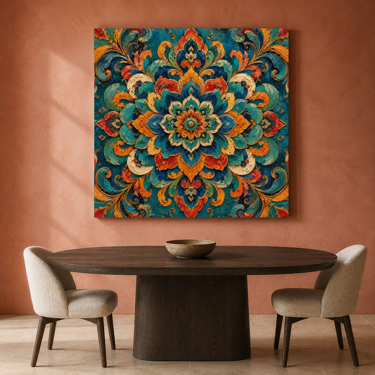 Jewel Bloom Mandala Indian Ethnic Floral Bohemian Wall Art