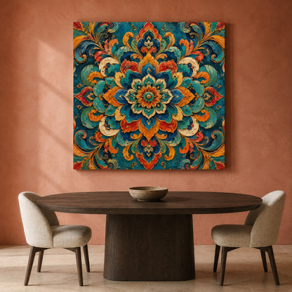 Jewel Bloom Mandala Indian Ethnic Floral Bohemian Wall Art