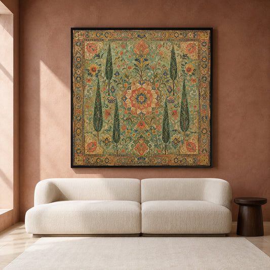 Persian Garden Tapestry Indian Floral Heritage Ornamental Wall Art
