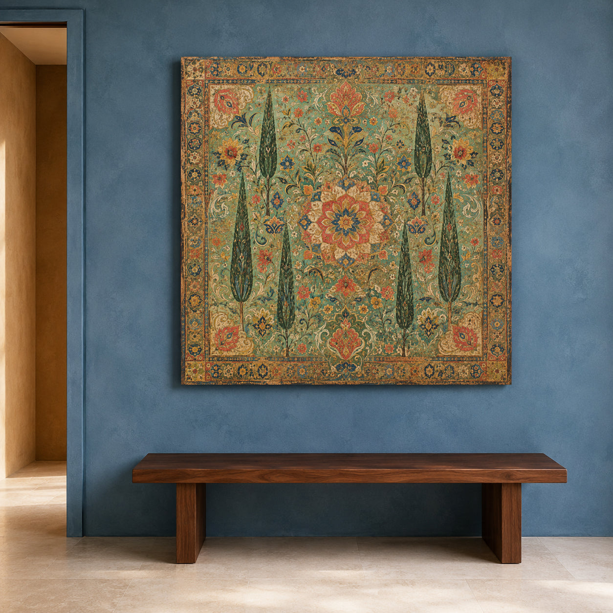 Persian Garden Tapestry Indian Floral Heritage Ornamental Wall Art