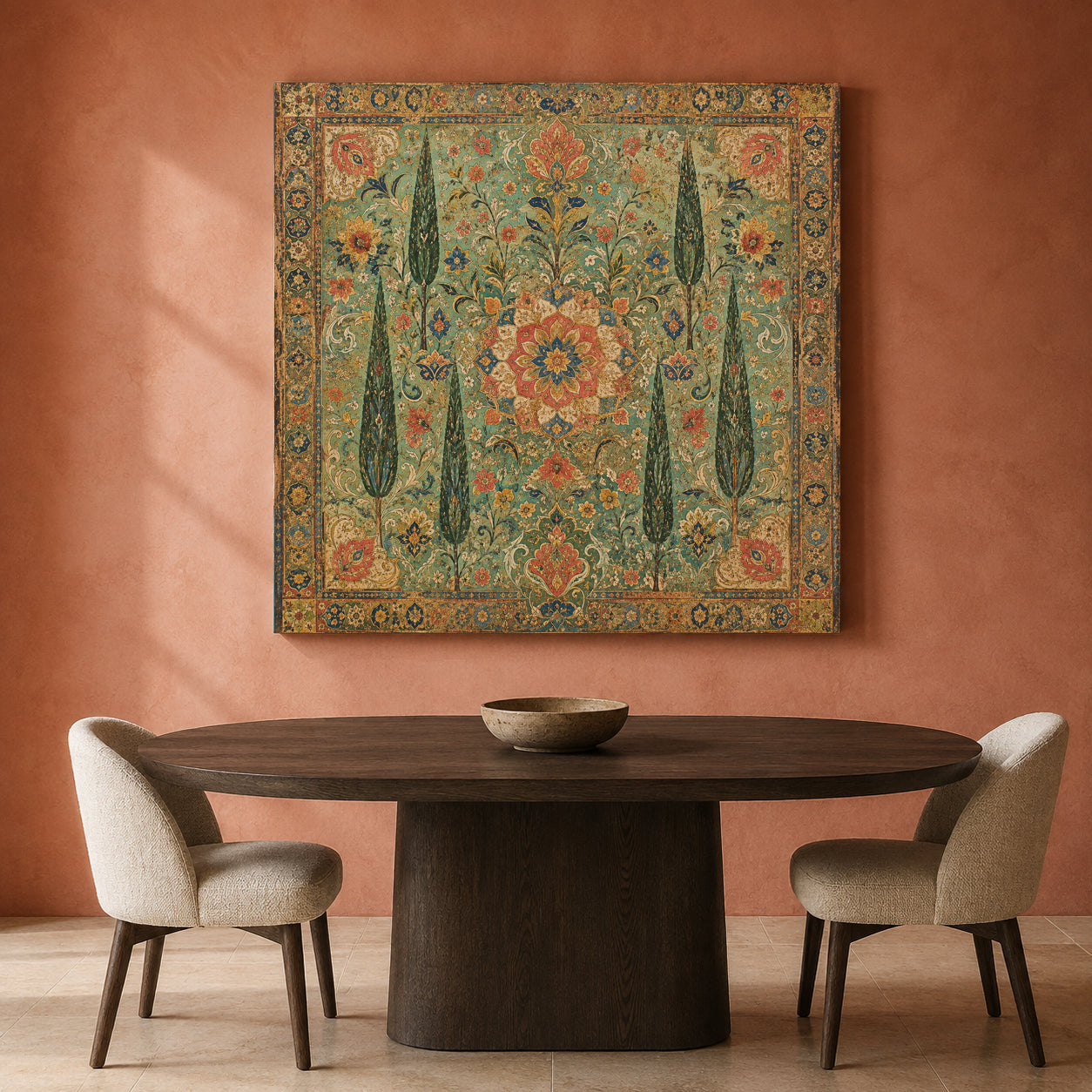 Persian Garden Tapestry Indian Floral Heritage Ornamental Wall Art