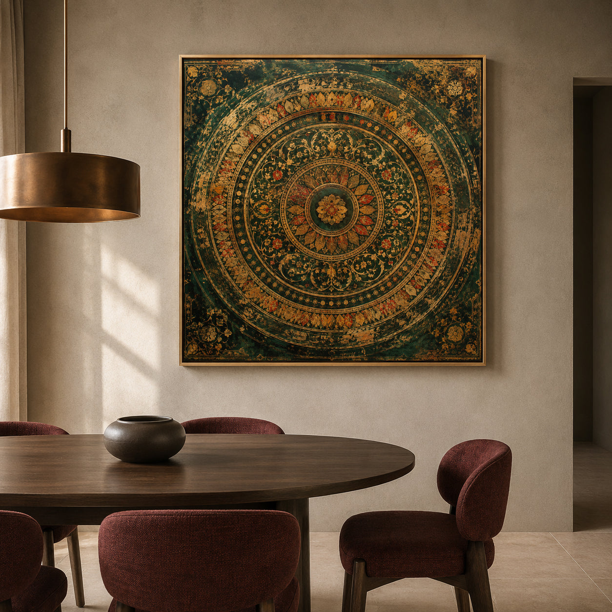 Emerald Dynasty Mandala Vintage Indian Floral Medallion Wall Art