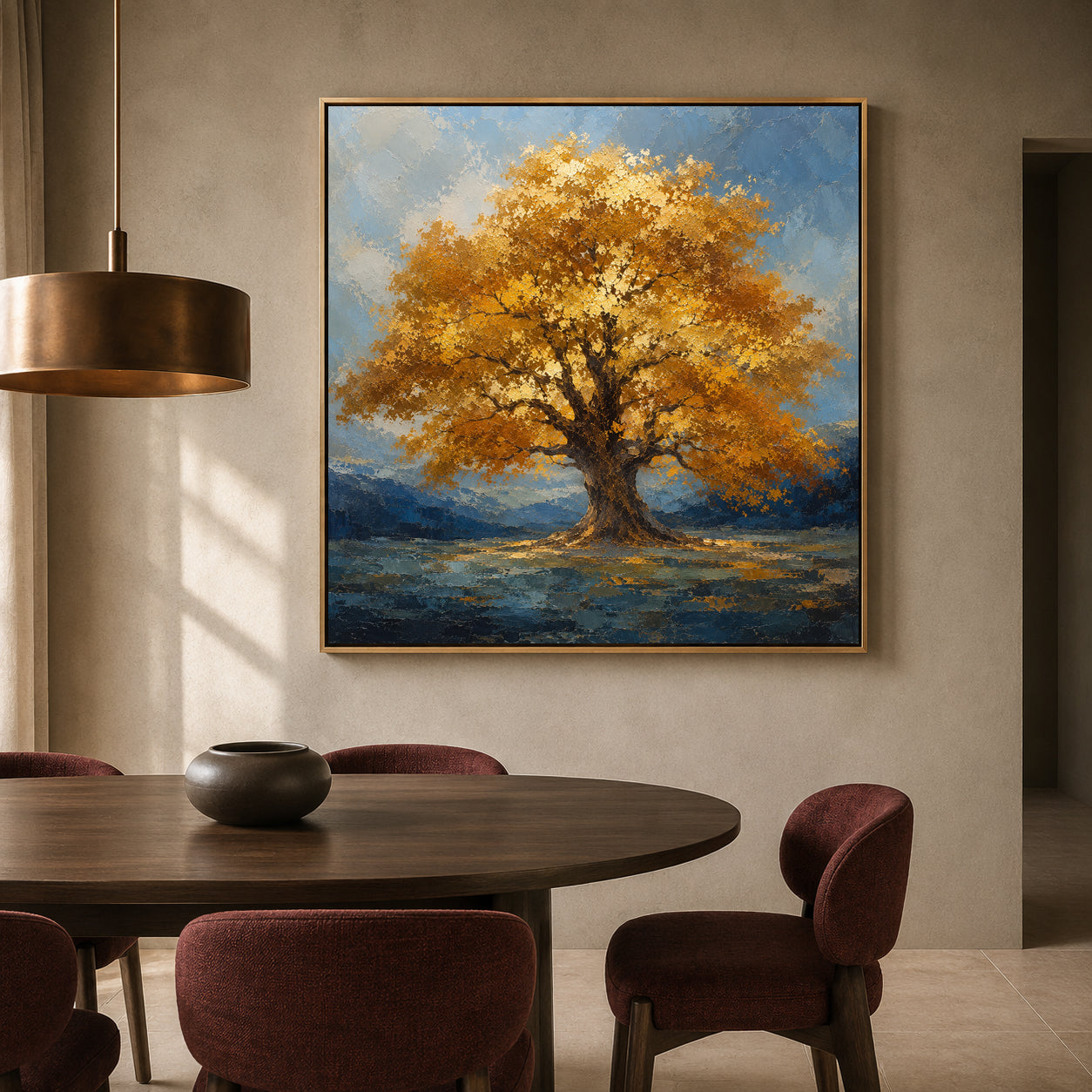 Golden Tree of Abundance Vastu Landscape Wall Art