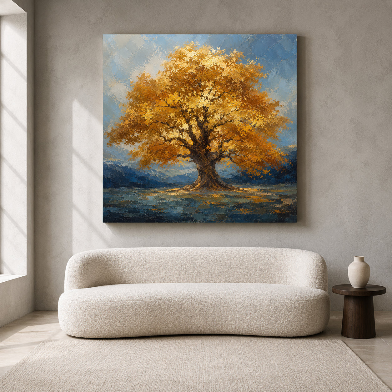 Golden Tree of Abundance Vastu Landscape Wall Art