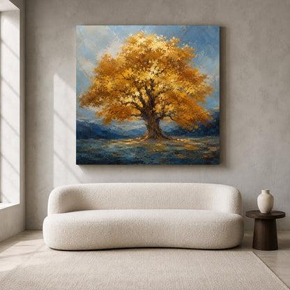 Golden Tree of Abundance Vastu Landscape Wall Art