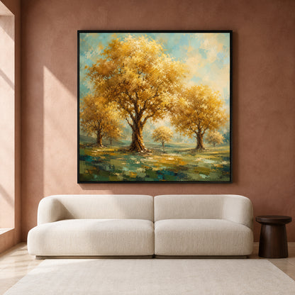 Golden Grove Vastu Prosperity Trees Canvas Wall Art