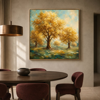 Golden Grove Vastu Prosperity Trees Canvas Wall Art