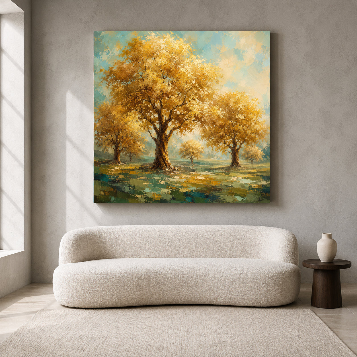 Golden Grove Vastu Prosperity Trees Canvas Wall Art