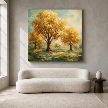 Golden Grove Vastu Prosperity Trees Canvas Wall Art