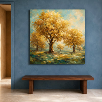 Golden Grove Vastu Prosperity Trees Canvas Wall Art