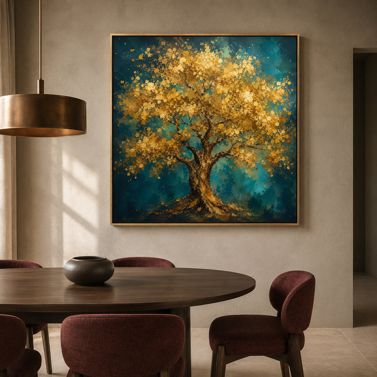 Golden Prosperity Tree Vastu Nature Canvas Wall Art