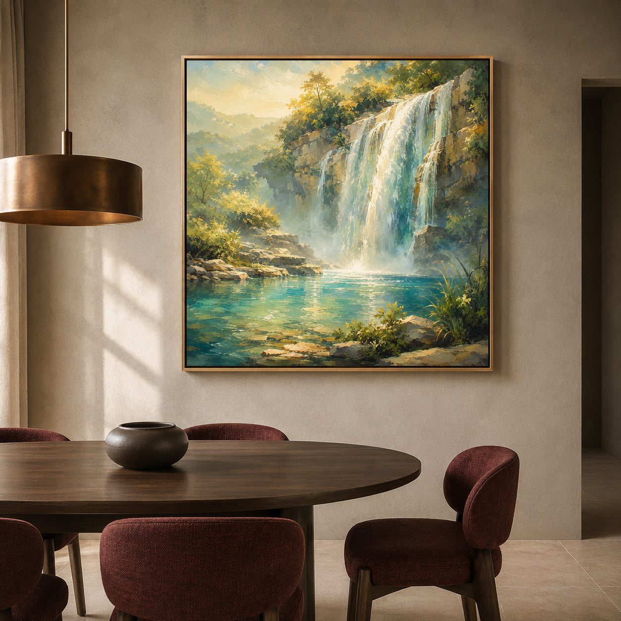 Serene Waterfall Vastu Nature Peaceful Canvas Wall Art