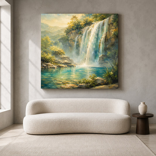 Serene Waterfall Vastu Nature Peaceful Canvas Wall Art