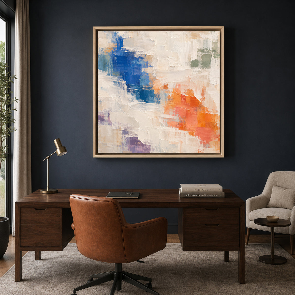 Color Fields Textured Abstract Canvas Art with Geometric Brushwork