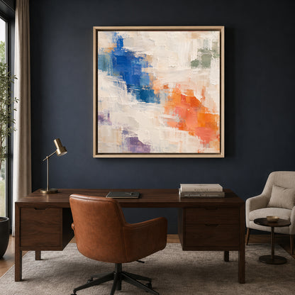 Color Fields Textured Abstract Canvas Art with Geometric Brushwork