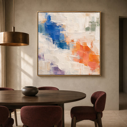 Color Fields Textured Abstract Canvas Art with Geometric Brushwork