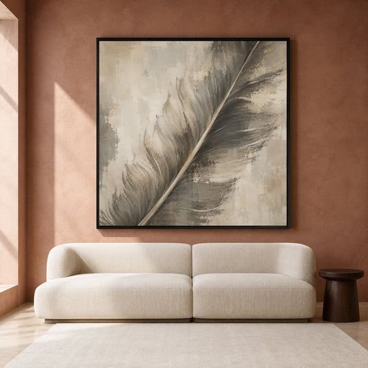 Soft Feather Neutral Abstract Textured Modern Canvas Wall Art
